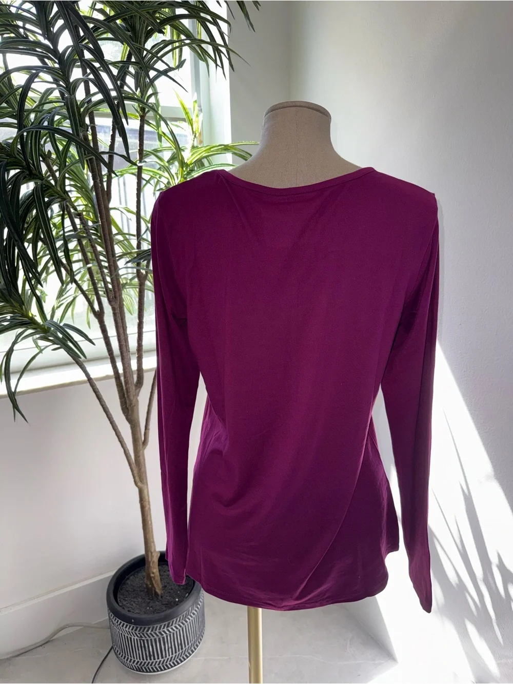 Cuddl Duds Women's Long-Sleeve Scoop Neck Top — Plum - Picture 2 of 6